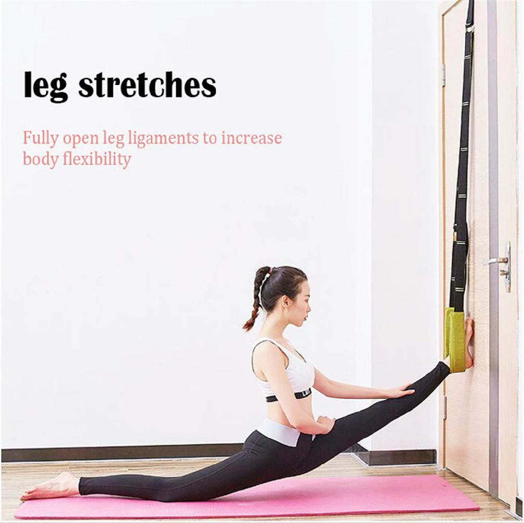 Yoga Leg Stretcher Strap with Door Anchor Waist Back Stretch Band Flexibility for Fitness Bl13007