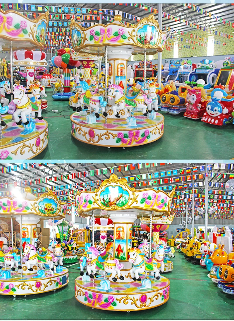 Amusement Park Kids Ride Luxury Carousel Design Nine People Turn Around Horse Swing Car Game Machine