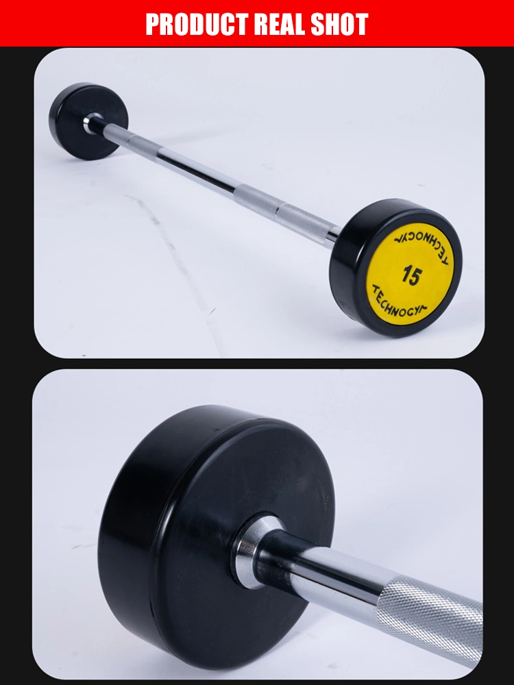 Hot Sale Weightlifting Barbell Cross Training Fitness Rubber Fixed Barbell Set